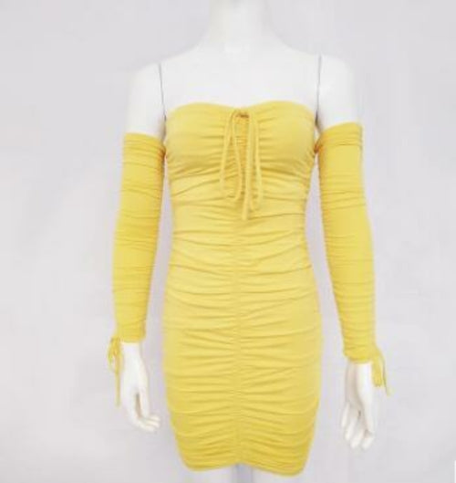 Bandage Dress Women Sexy Off Shoulder Long Sleeve Slim Elastic Bodycon