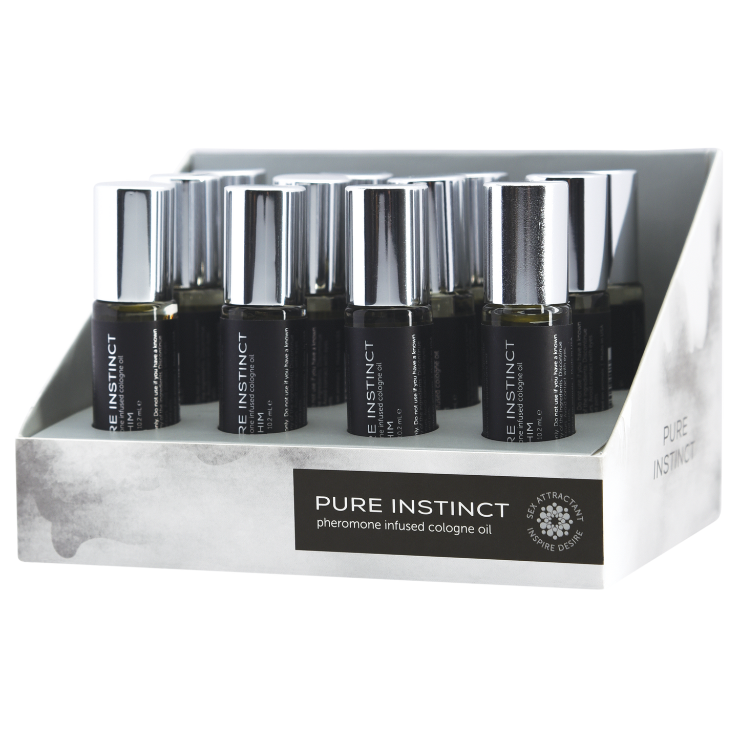 PURE INSTINCT Pheromone Cologne OIL - ROLL-ON - 12pc DISPLAY - FOR HIM